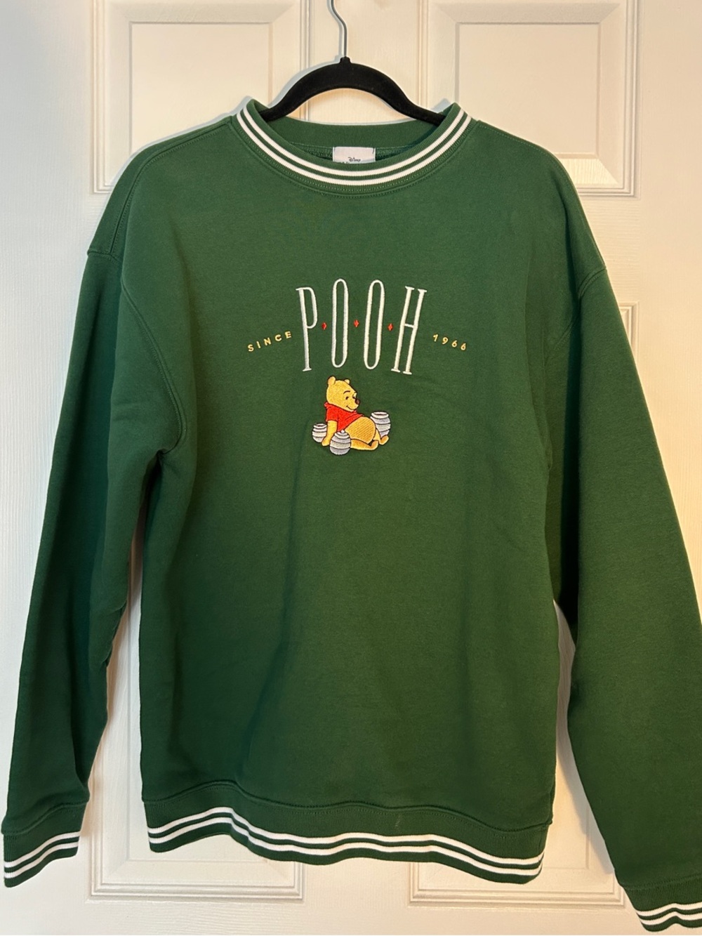 Disney Green Crewneck Sweater with Winnie the Pooh Embroidery